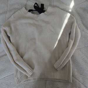Forever 21 Elegant Cream Sweater with Bow Detail